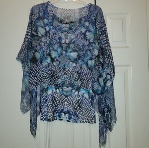 ⌛️Last Call⌛️ Style & Co Blue and Green Blouse Medium | Undershirt Attached